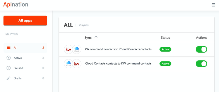 iCloud Contacts and KW Command