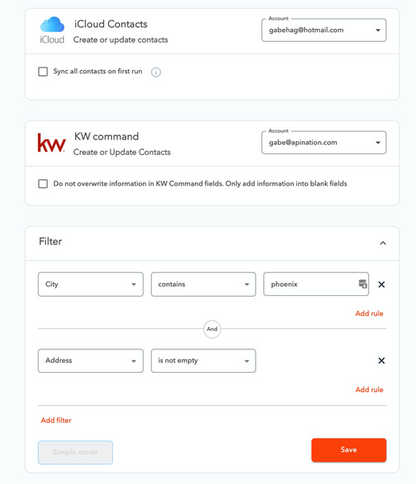 iCloud Contacts and KW Command