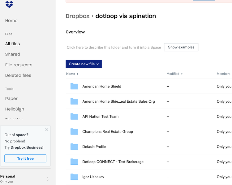 Dotloop to Dropbox Backup and Sync