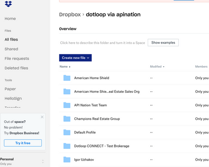 Dotloop to Dropbox Backup and Sync