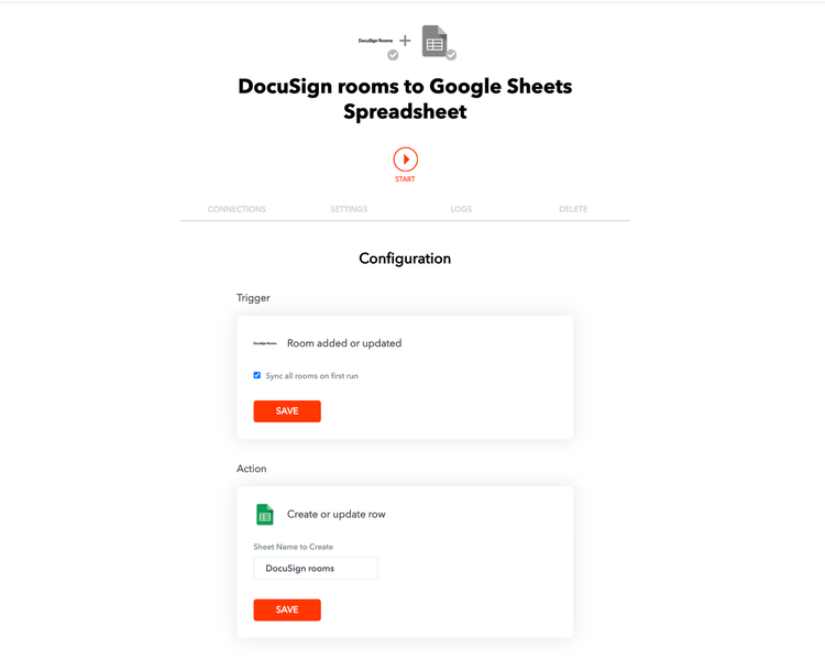 DocuSign Rooms and Google Sheets Sync