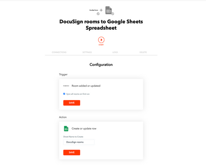 DocuSign Rooms and Google Sheets Sync