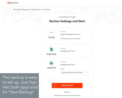 DocuSign Rooms to Google Drive Ongoing Backup