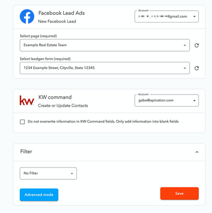 Facebook Lead Ads and KW Command