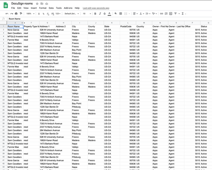 DocuSign Rooms and Google Sheets Sync