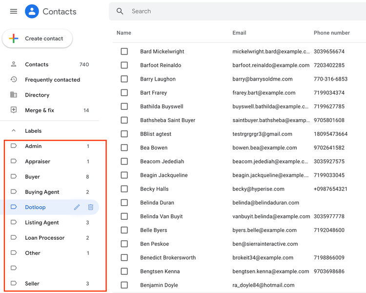 Dotloop and Google Contacts Sync