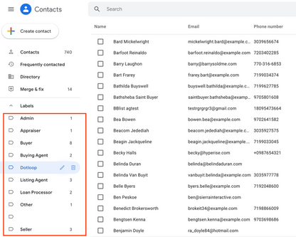 Dotloop and Google Contacts Sync